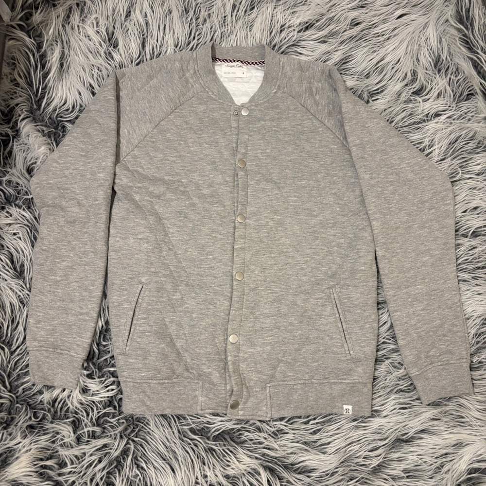 Sovereign Code Los Angeles Mens Gray Quilted Snap Front Bomber Jacket Large